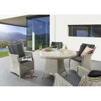 Destiny LUNA 4 Sessel + Tisch Ø100x75cm, Polyrattan, vintage
