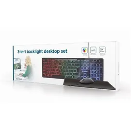 Gembird KBS-UML-01, Kabelgebunden, USB, QWERTY, LED, Schwarz, Maus enthalten - Schwarz