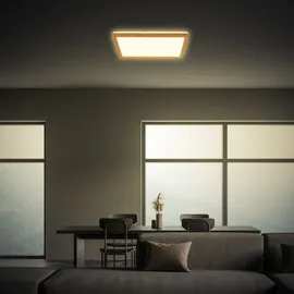 Briloner - LED Deckenlampe Holz Deckenleuchte Wohnzimmer Indirektes Licht Flach Warmweiß