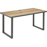 Casavanti Schreibtisch 160 x 80 cm Graphit/ Eiche - Braun - Graphitfarben - Balkeneiche furniert - Metallgestell -