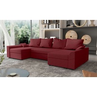 99rooms Wohnlandschaft Carolina, U-Form, Eckcouch, Sofa, Sitzkomfort, mit Bettfunktion, mit Bettkasten, Modern Design rot