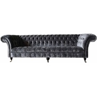 JVmoebel Chesterfield-Sofa, Sofa Chesterfield Couch 4 Sitzer Klassisch Design Sofas grau