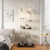 Vitrine aus Glas - Sammlervitrine mit 5 Ebenen, Touch-LED-Beleuchtung, Metallbasis, freistehende Vitrine - Schwarz