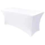Obstal 240 cm Stretch-Husse für Standard-Klapptische, Universal-Tischabdeckung, rechteckig, Schutz für Hochzeit, Bankett, Party, Weiß, ca. 244 cm Länge x 76 cm Breite x 76 cm Höhe