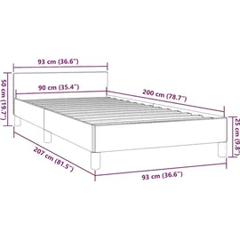 vidaXL Bettgestell 90 x 200 cm Creme