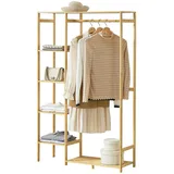 [en.casa] Garderobenständer Eurajoki 139x100x40 cm Bambus Natur