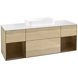 Villeroy und Boch Finion Waschtischunterschrank F741GNPC 160x60,3x50,1cm, Regale Walnut veneer, Oak Veneer