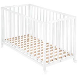 roba® Kinderbett Fold Up, klappbar, Platzsparendes Gitterbett, höhenverstellbar inkl. Rollen weiß