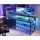 Gaming Tisch mit LED-Beleuchtung und Steckdose, Carbon Fiber, Schwarz, 151×50 cm - Schwarz