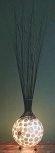 GURU SHOP Stehlampe/Stehleuchte, in Bali Handgemacht aus Naturmaterial, Capiz/Perlmutt - Modell Malediva, Fiberglas, 120x22x22 cm, Stehleuchten
