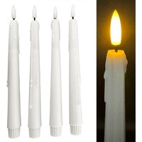 Online-Fuchs LED-Kerze 4 LED Stabkerzen im Set mit Wachstropfen aus Echtwachs - (Fernbedienung und Timerfunktion -, Creme, Weiß, Rosa, Salbei Grün), 198 weiß