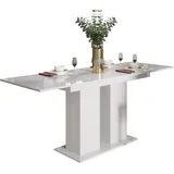 Kaiser Möbel Esstisch Auszugstisch DANTE 130-170×70 cm in Hochglanz Weiß - Weiß