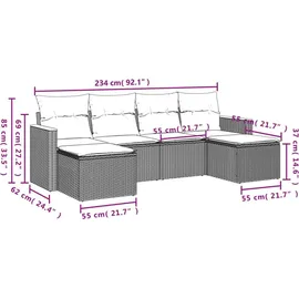 vidaXL Gartensofa-Set 6-tlg. grau