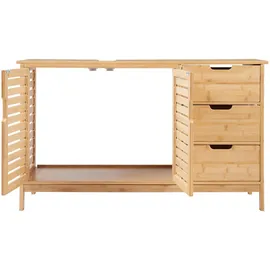 [en.casa] Waschbeckenunterschrank 2 Türen und 3 Schubladen 100 x 60 x 35 cm Beige