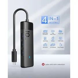 Inateck USB 3.2 Gen 2 Geschwindigkeit, USB-C zu USB Hub mit 4 USB-A-Anschlüssen, HB2025