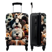 NoBoringSuitcases.com® Reisekoffer mit Rollen Koffer groß Kinderkoffer Hartschalenkoffer - Hund - Tiere - Muster - Braun - Kindergepäck Koffer mittelgroß, 67x43x25cm