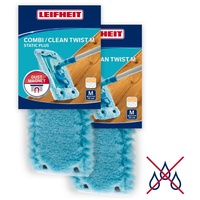 Leifheit 2er Set Wischbezug CLEAN TWIST M static plus, Staubwischer für alle Bodenarten, zieht Staub und Haare an wie ein Magnet, Bodenwischer Ersatzbezug für glatte Böden, trockene Bodenreinigung