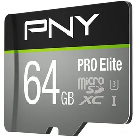 PNY microSDXC Pro Elite 64 GB Class 10 UHS-I A1 V30 + SD-Adapter