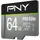 PNY microSDXC Pro Elite 64 GB Class 10 UHS-I A1 V30 + SD-Adapter