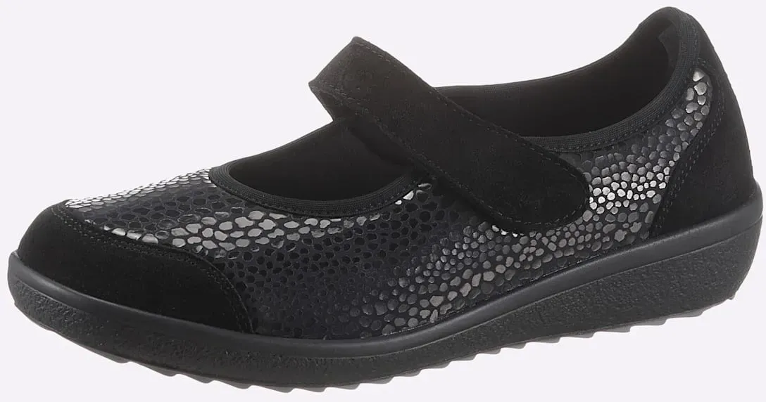 Hausschuh VAROMED, Damen, Gr. 6,5, schwarz, Textil, Veloursleder, Schuhe Hausschuh