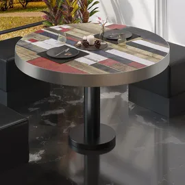 GGM Möbel Bistro Loungetisch Ø 80 x 41 cm Vintage Bunt/Schwarz