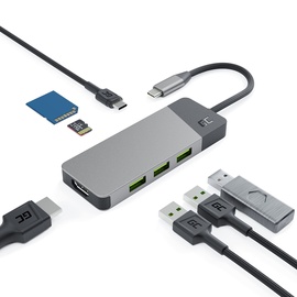 Green Cell Connect USB C HUB 7-in-1 USB-C Multiport Adapter mit USB Typ-C auf HDMI 4K, USB-C 85W, SD, TF, 3X USB 3.0 Power Delivery für MacBook Pro, Air, Dell XPS, Lenovo Thinkpad, HP Laptops Mehr