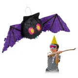 Relaxdays 2 x Pinata Fledermaus Lila,Pink,Schwarz