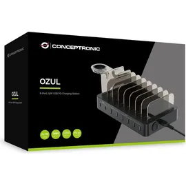 Conceptronic Ozul02b 8-Port 75w USB-PD Ladestation
