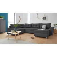 Wohnlandschaft COLLECTION AB "Paris U-Form" Sofas Gr. B/T: 310cm x 212cm, Samtoptik, ohne Bettfunktion, grau (anthrazit) inklusive Federkern, wahlweise mit Bettfunktion und Bettkasten