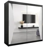 abiks möbel Schwebetürenschrank MONACO 200 x 200 x 62 cm Schwarz/Weiß