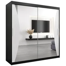 abiks möbel Schwebetürenschrank MONACO 200 x 200 x 62 cm Schwarz/Weiß