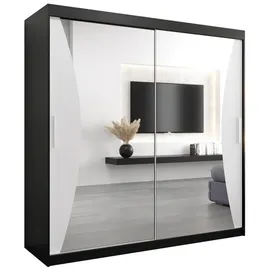 abiks möbel Schwebetürenschrank MONACO 200 x 200 x 62 cm Schwarz/Weiß