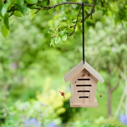 Relaxdays Marienkäferhaus 2x, Marienkäferhotel Garten, zum Aufhängen, Holz unbehandelt, Insektenhotel Marienkäfer, natur