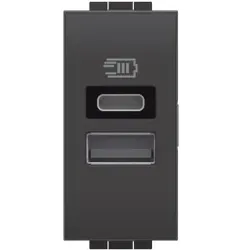 Legrand L4191AC LivingLight USB-Ladesteckdose 1 Modul mit 1x USB-A und 1x USB-C, Farbe Anthrazit 1