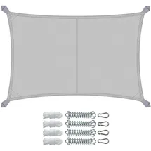 VOUNOT Wasserdicht Sonnensegel Rechteckig mit Befestigung Set, 3x4m, Grau - Vounot