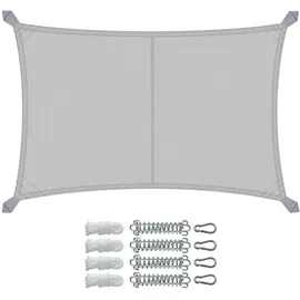 VOUNOT Wasserdicht Sonnensegel Rechteckig mit Befestigung Set, 3x4m, Grau - Vounot