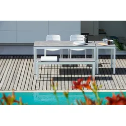 Outdoor Tisch Quadrat Hpl-Schichtstoff zementoptik / natur eloxiert 80x80