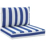 vidaXL Palettenkissen 2 St. 120 x 80 x 10 cm Blau/Weiß Gestreift