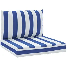 vidaXL Palettenkissen 2 St. 120 x 80 x 10 cm Blau/Weiß Gestreift
