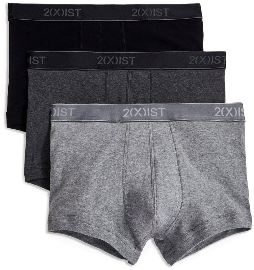 2(X)IST 3er Pack Herren Boxershort, Cotton Essential, No-Show Trunks, Uni / Farbe: Schwarz/Grau/Anthrazit  Größe: S (Gr. Small)