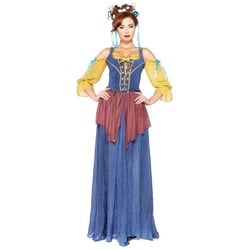 Leg Avenue Kostüm Mittelalterliche Magd, Entzückendes Schnürkleid im historischen Design blau L