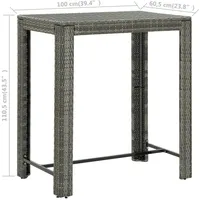 vidaXL Bartisch 100 x 60,5 x 110,5 cm Grau