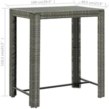 vidaXL Bartisch 100 x 60,5 x 110,5 cm Grau
