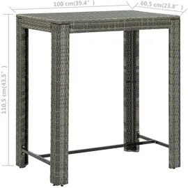 vidaXL Bartisch 100 x 60,5 x 110,5 cm Grau
