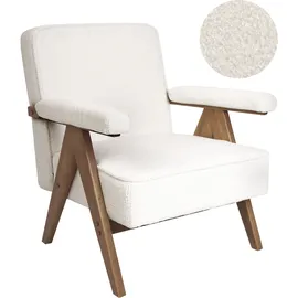 Beliani Sessel EVJE Bouclé 72 x 70 x 70 cm Cremeweiß mit Kissen