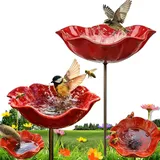 Metall Blumen Gartenstecker Vogeltränke, Blume Bienentränke Für Den Garten, Handmade Metal Flower Garden Stake Bird Bath (2 Stück)