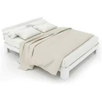 ULIFE Massivholz-Doppelbett 140 x 200 cm Weiß