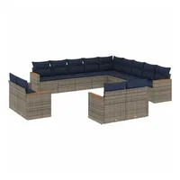vidaXL Gartensofa-Set 13-tlg. grau Polyrattan