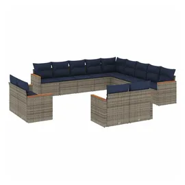 vidaXL Gartensofa-Set 13-tlg. grau Polyrattan