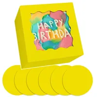 Gcardist Kuchenbox, 15,2 x 15,2 x 12,7 cm, 5 Sets gelbe Kuchenboxen mit Fenster und 5 Sets 15,2 cm gelbe runde Kuchenbretter, Kuchenbehälter (15,24 x 15,24 x 13 cm)